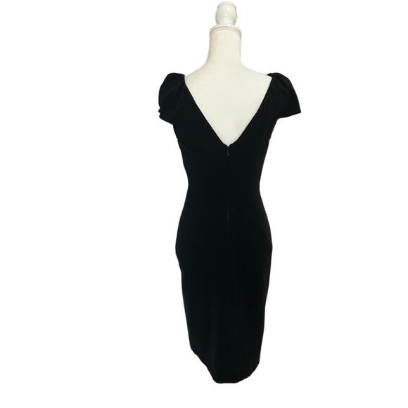 Diane Von Furstenberg Cap Sleeve Helen Midi V Neck Back Black Dress Size 6 Small - Picture 7 of 14